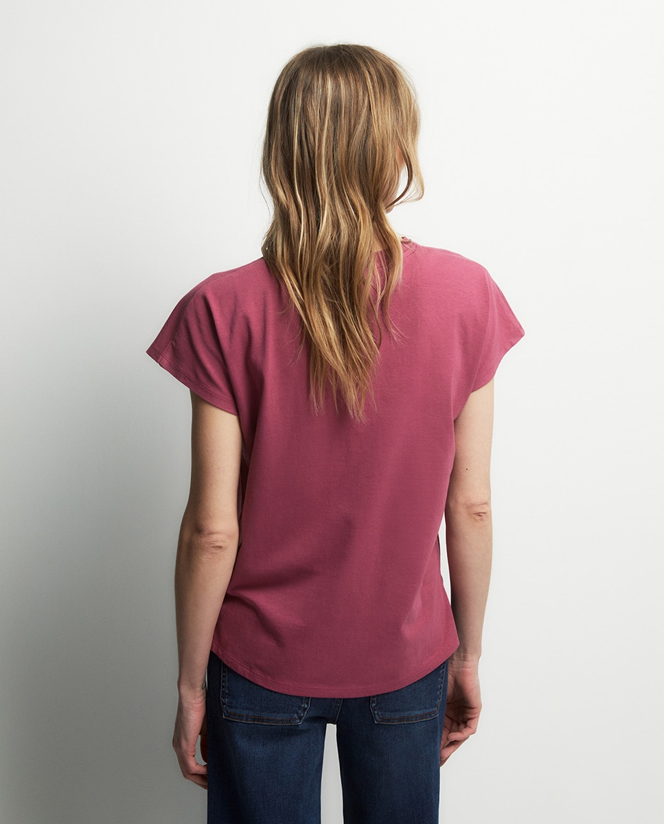 T-shirt de manga curta Rosa-4