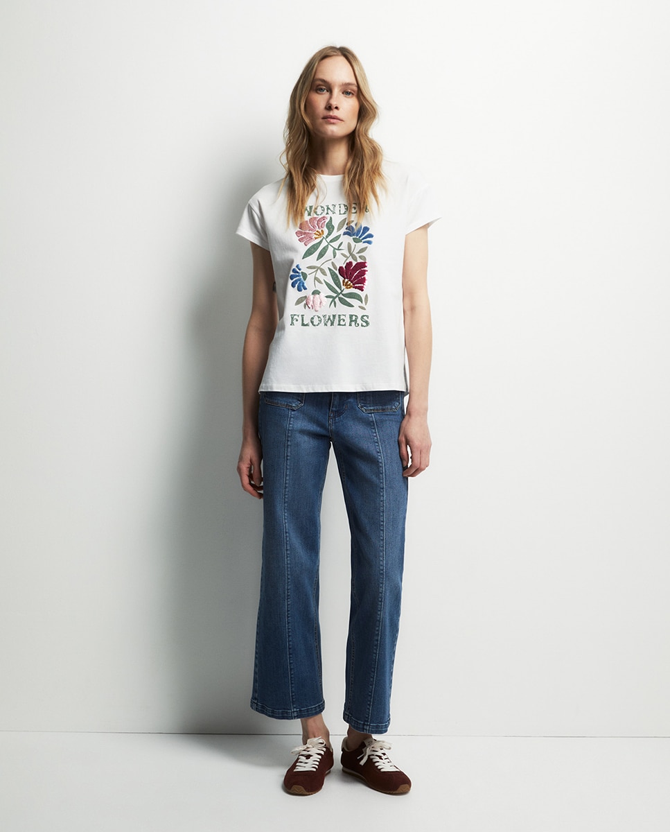 T-shirt com lantejoulas Branco-2