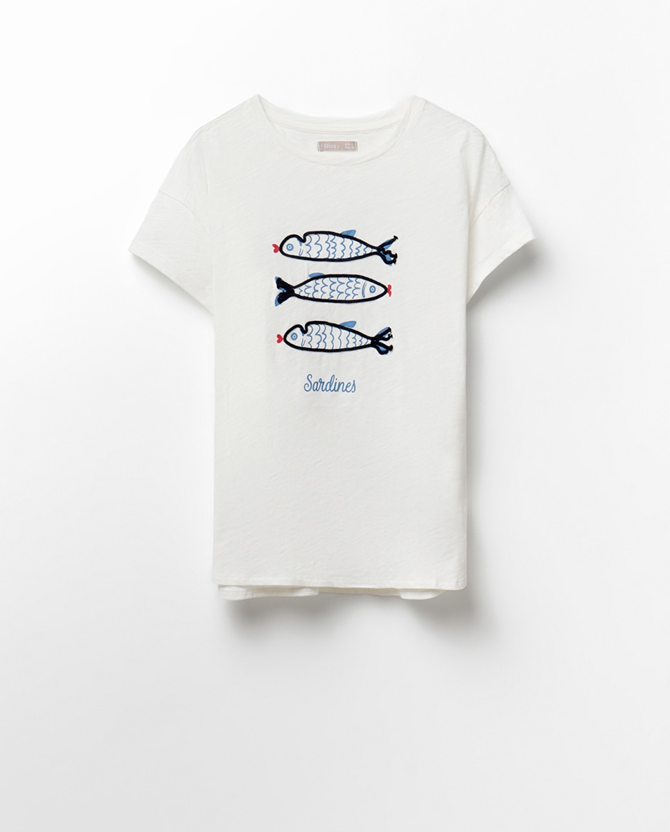 T-shirt com Cordão Branco-6