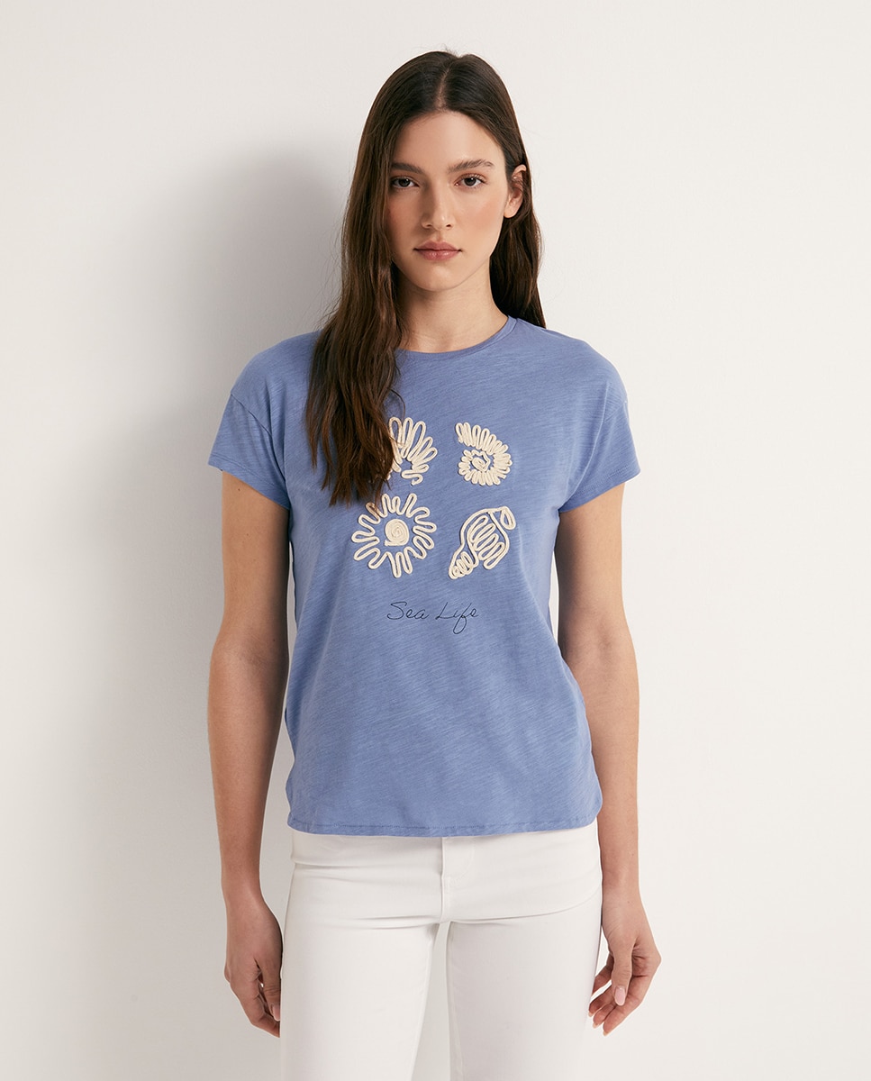 T-shirt com Cordão Azul-1
