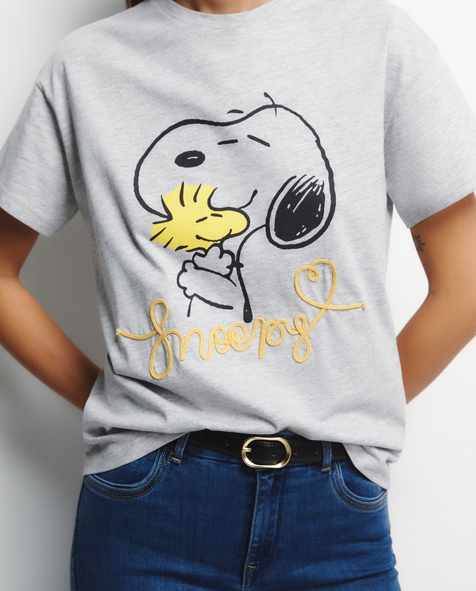 T-shirt Snoopy Cinzento-claro-3