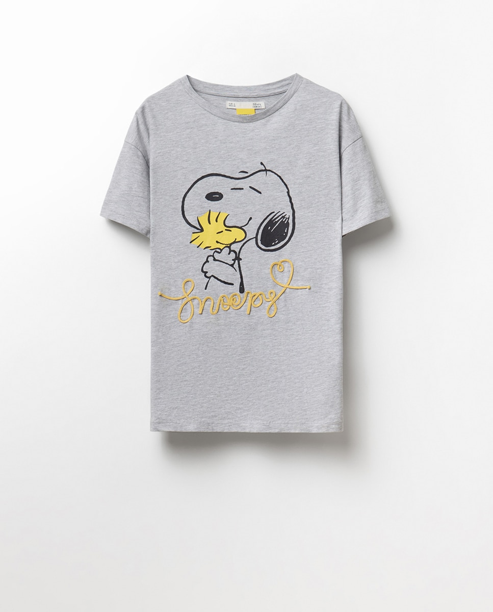 T-shirt Snoopy Cinzento-claro-5