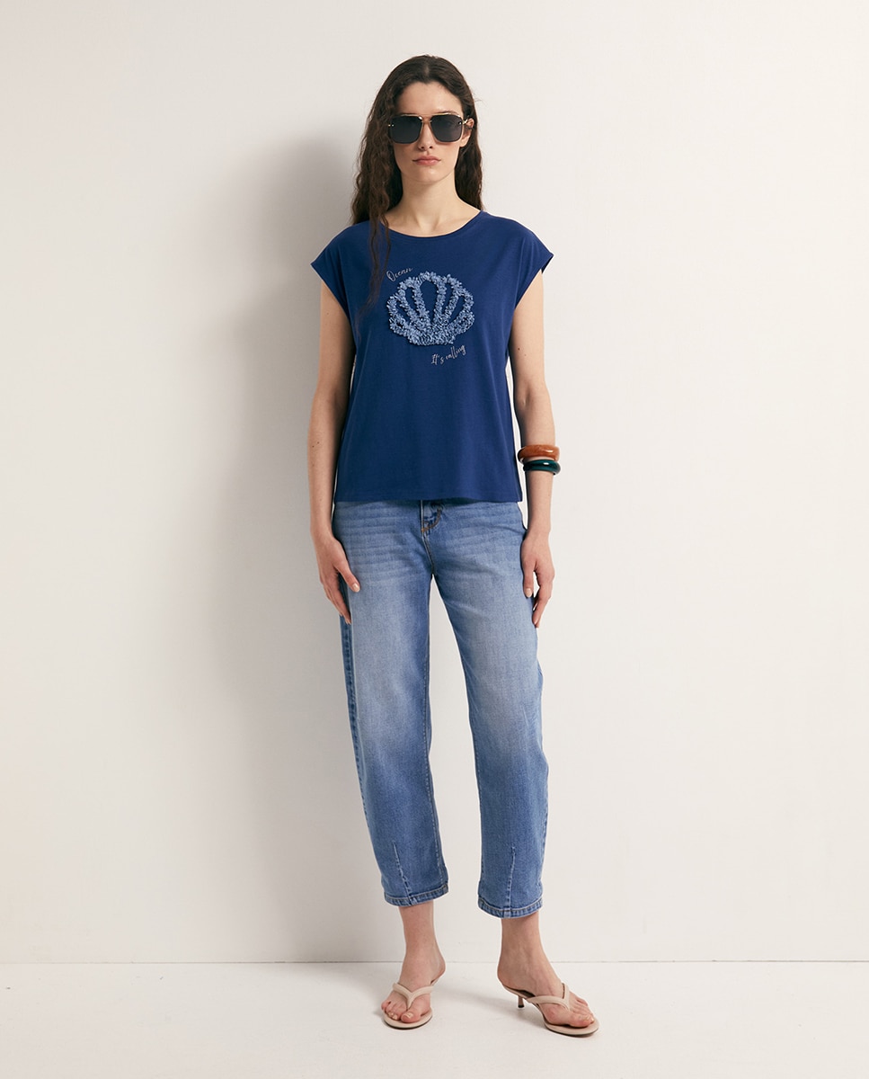 T-shirt com lantejoulas Azul-marinho-2