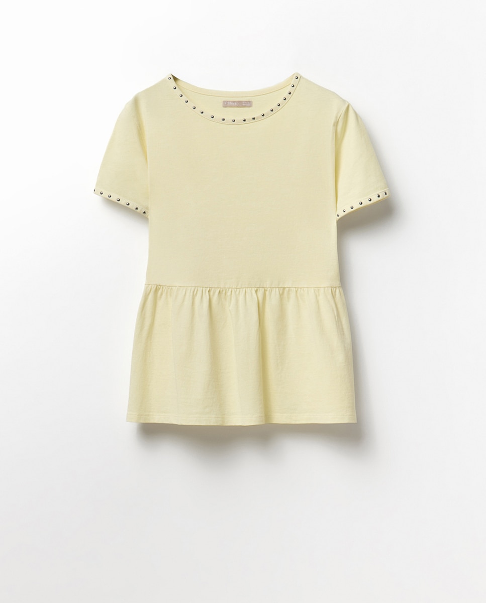 T-shirt com Tachas Amarelo-5