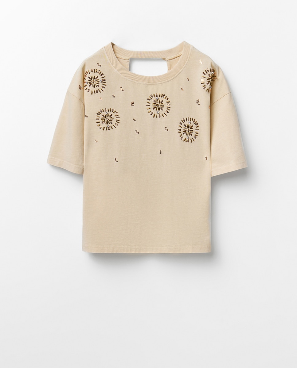 T-shirt com Brilhos 120 Cru-7