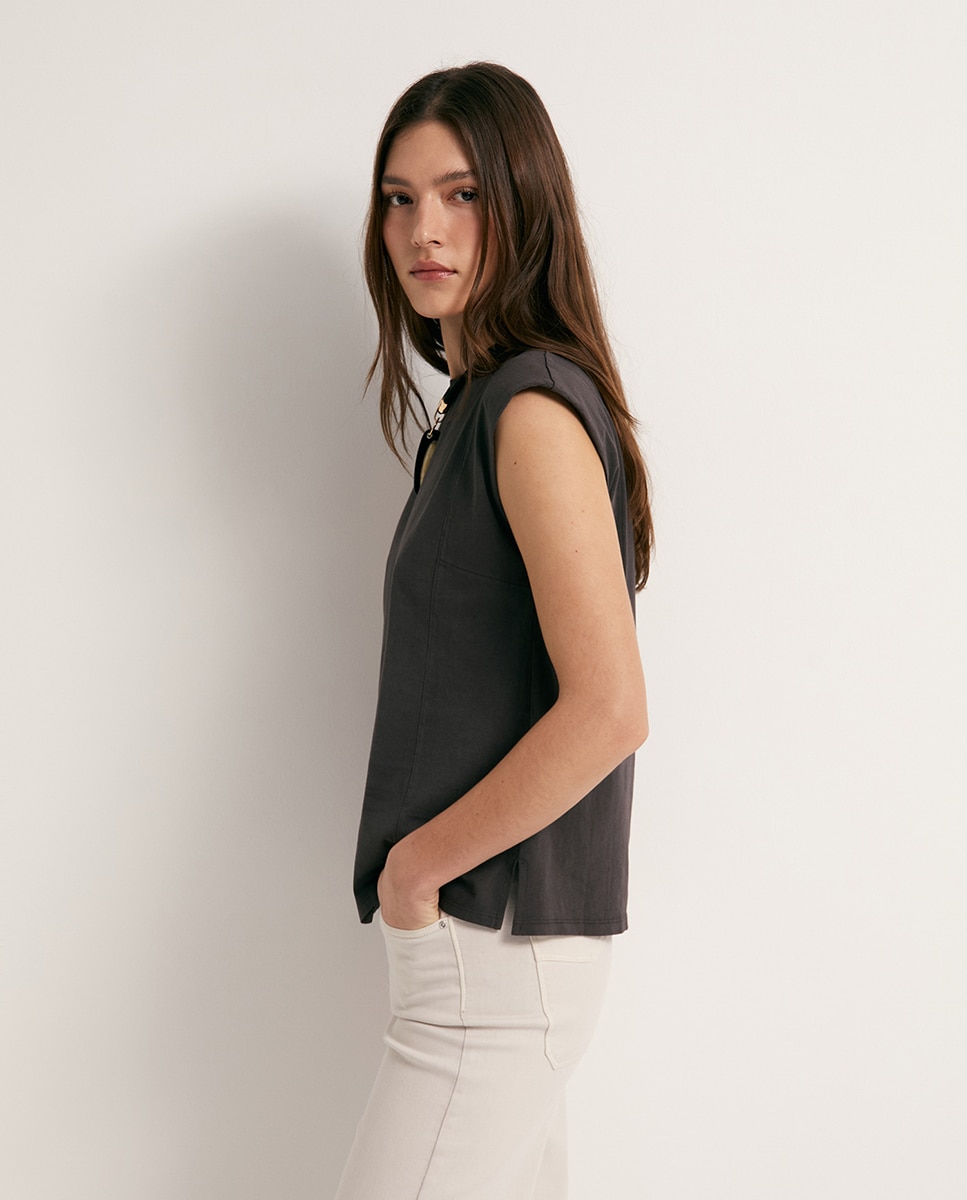 T-shirt com lavagem Castanho-2