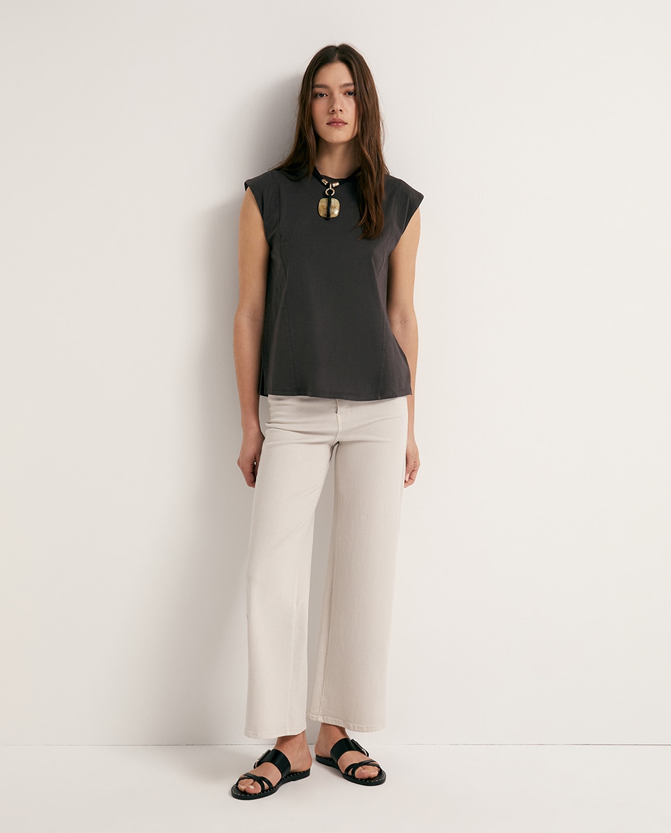 T-shirt com lavagem Castanho-3