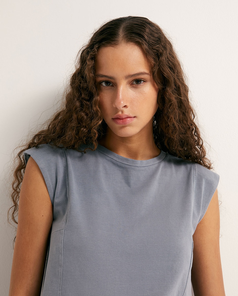 T-shirt com lavagem Azul-petróleo-3