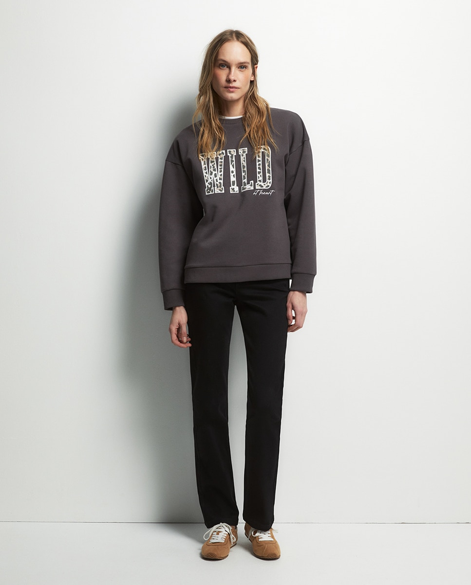 Sweatshirt Estampada Cinzento-2