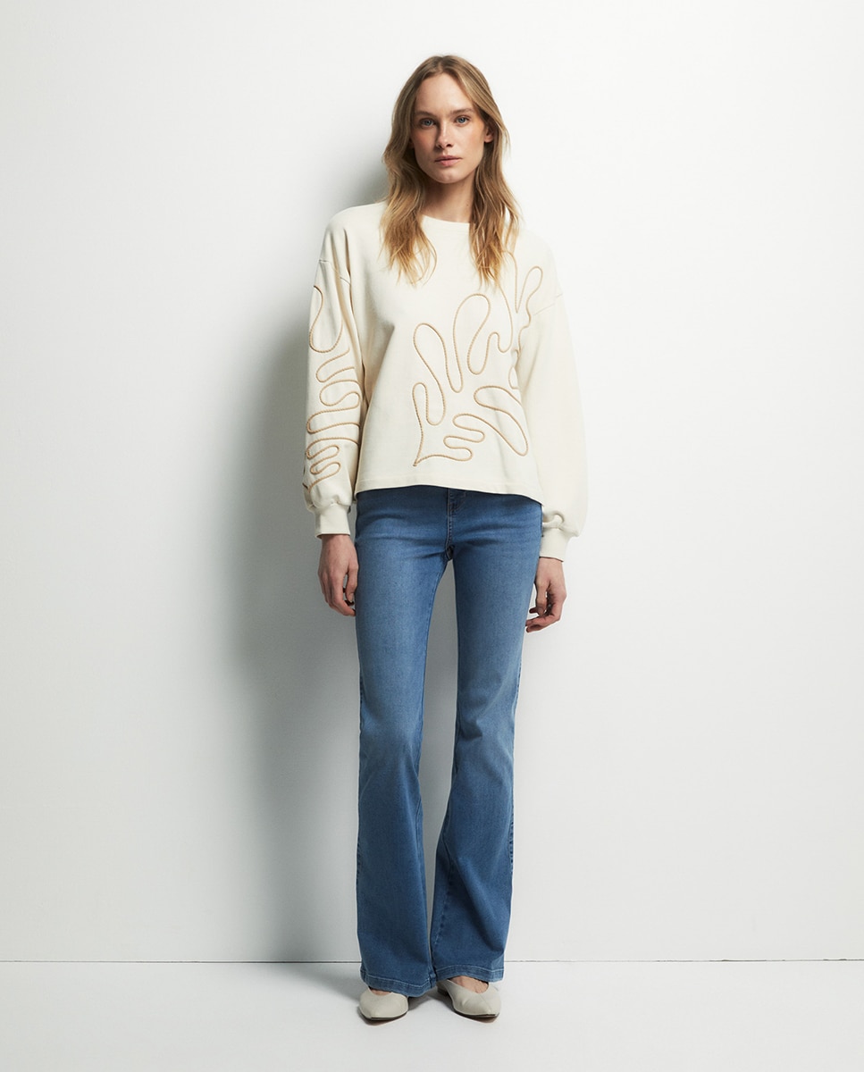 Sweatshirt com Cordão Bege-2