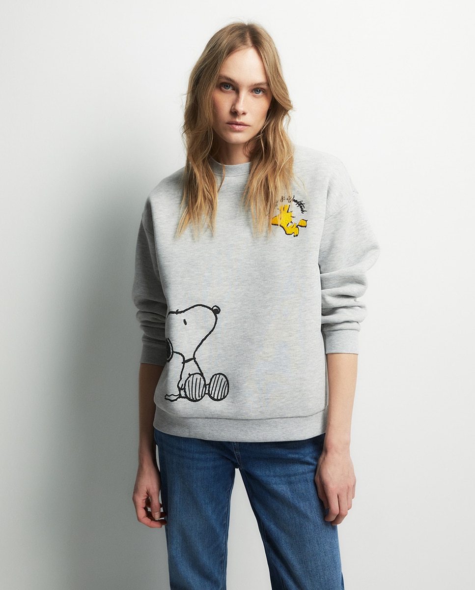 Sweatshirt Snoopy Woodstock Cinzento-claro-1