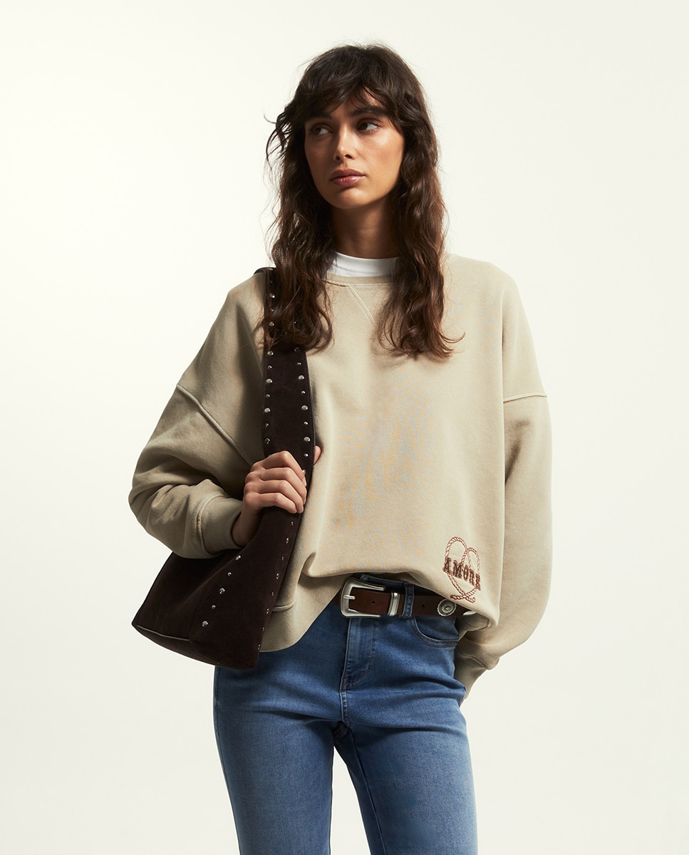 Imagem 0 de Sweatshirt com Bordado e Lavagem