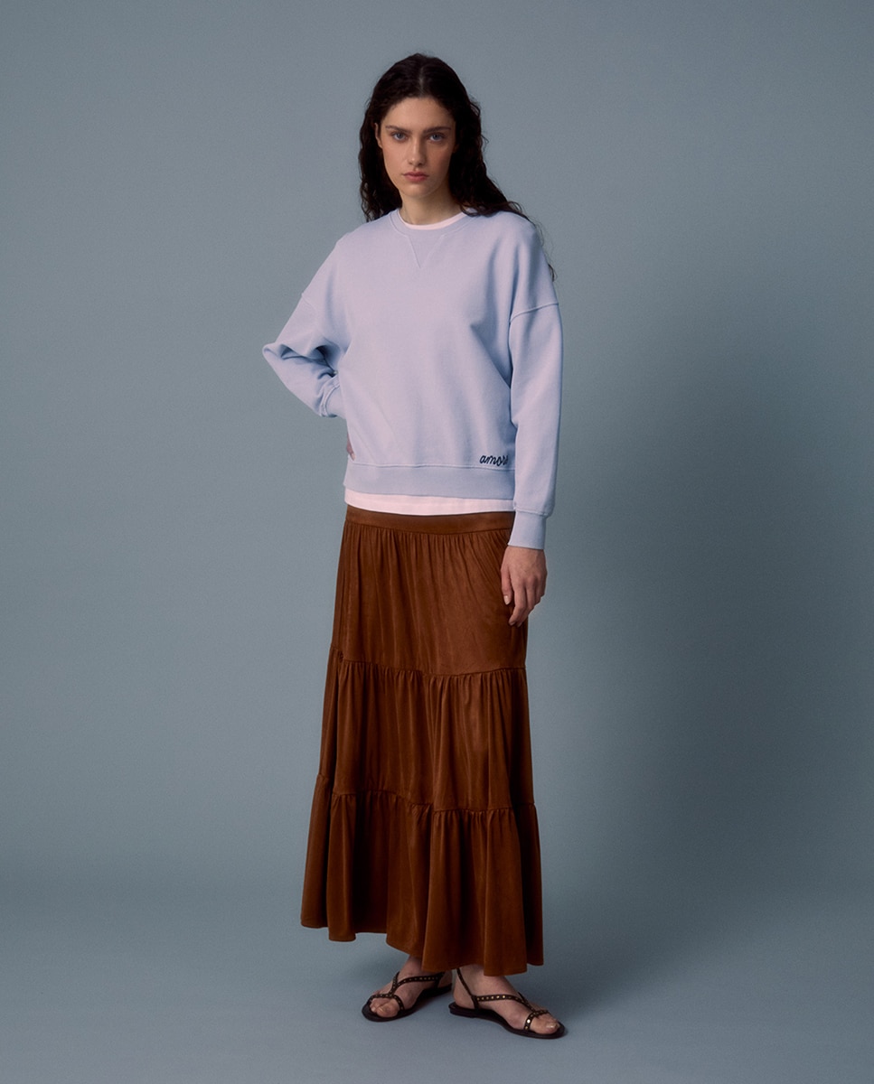 Sweatshirt com Lavagem Azul-claro-2