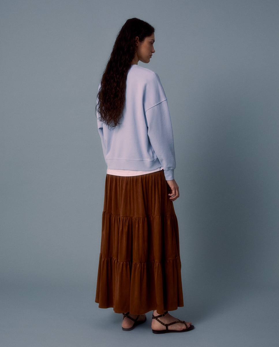 Sweatshirt com Lavagem Azul-claro-4