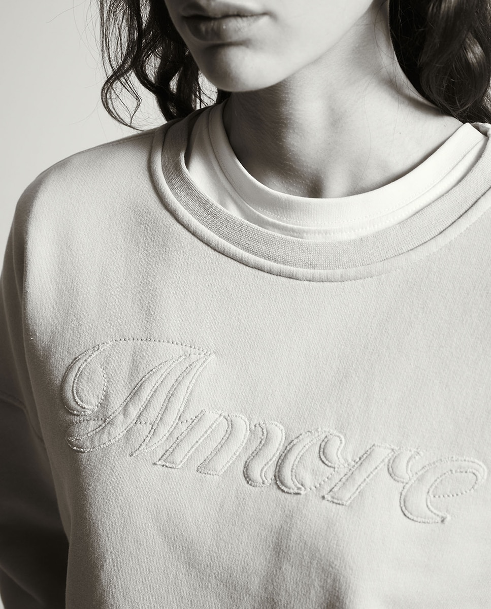 Sweatshirt com Aplique e Lavagem Azul-claro-3