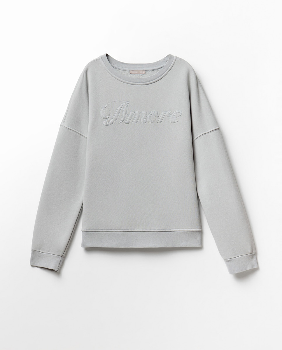 Sweatshirt com Aplique e Lavagem Azul-claro-5