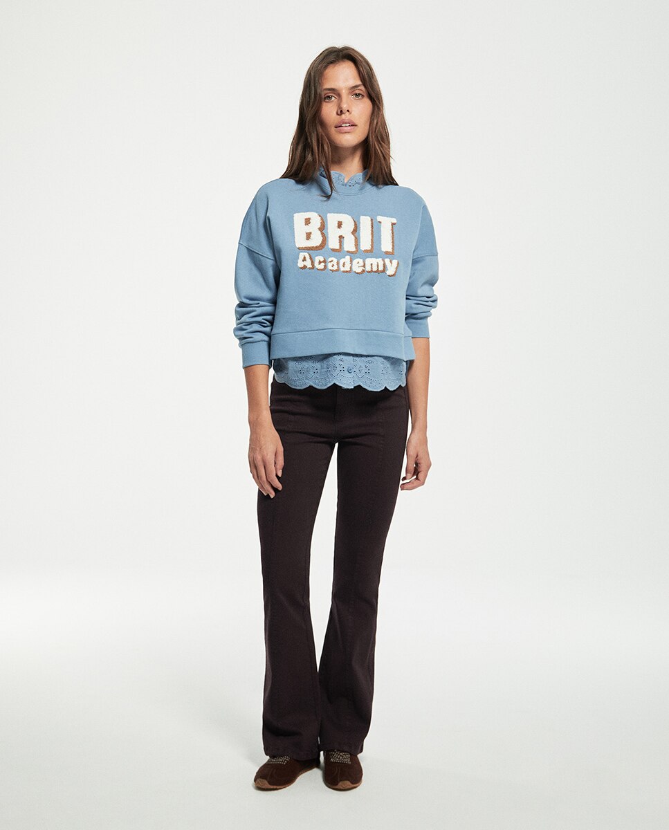 Sweatshirt com Estampado Gráfico e Tecido Turco 400 Azul-2