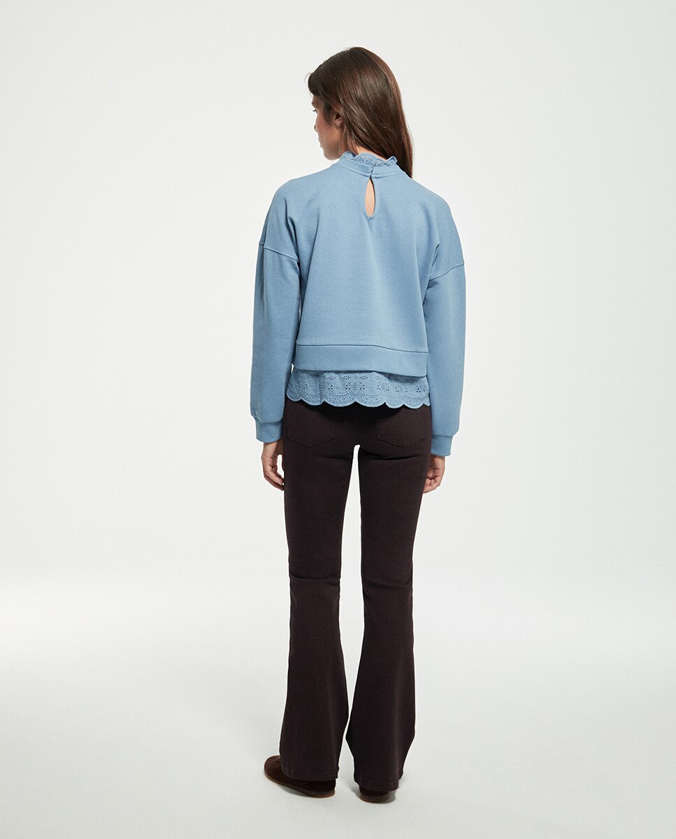 Sweatshirt com Estampado Gráfico e Tecido Turco 400 Azul-4