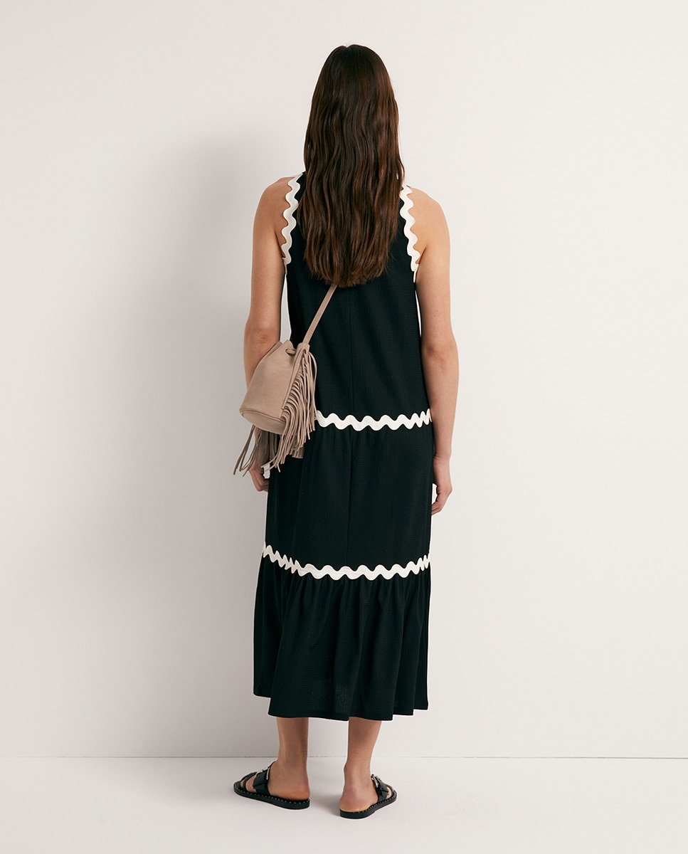 Vestido Ondulado Tape Preto-5