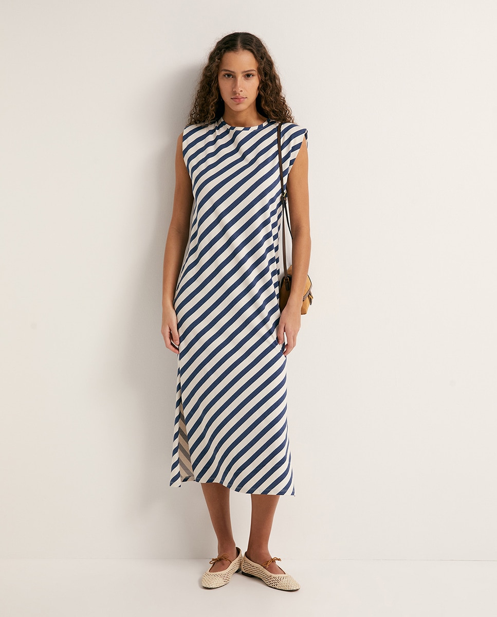 Vestido Básico com Lavagem Azul-marinho-1