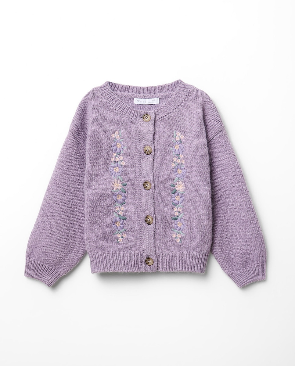 Chaqueta tricot bordado - Sfera - 282 Malva 282 Malva-1