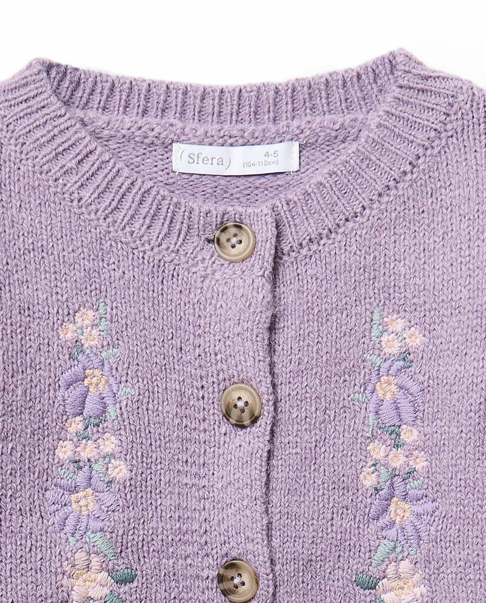 Chaqueta tricot bordado - Sfera - 282 Malva 282 Malva-2