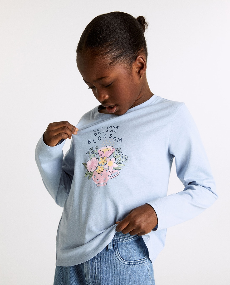 Camiseta manga larga ramo - Sfera - Azul claro Azul claro-1