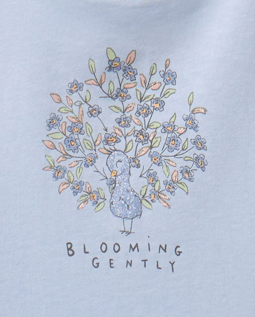 T-shirt com Pavão Azul-claro-2