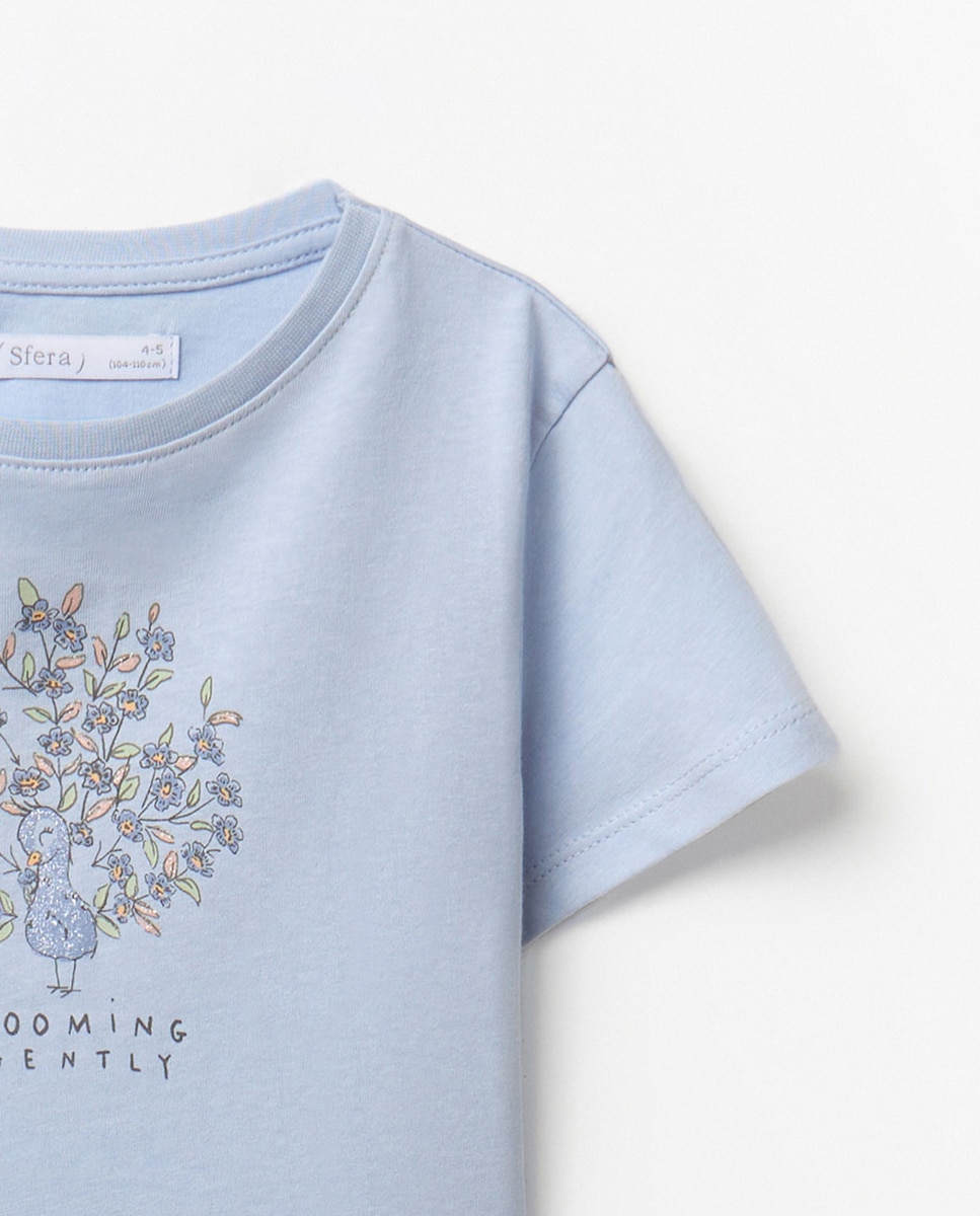 T-shirt com Pavão Azul-claro-3