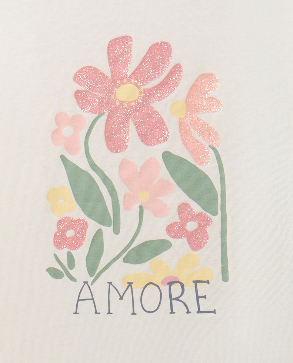 T-shirt com Estampado Floral Cru-2