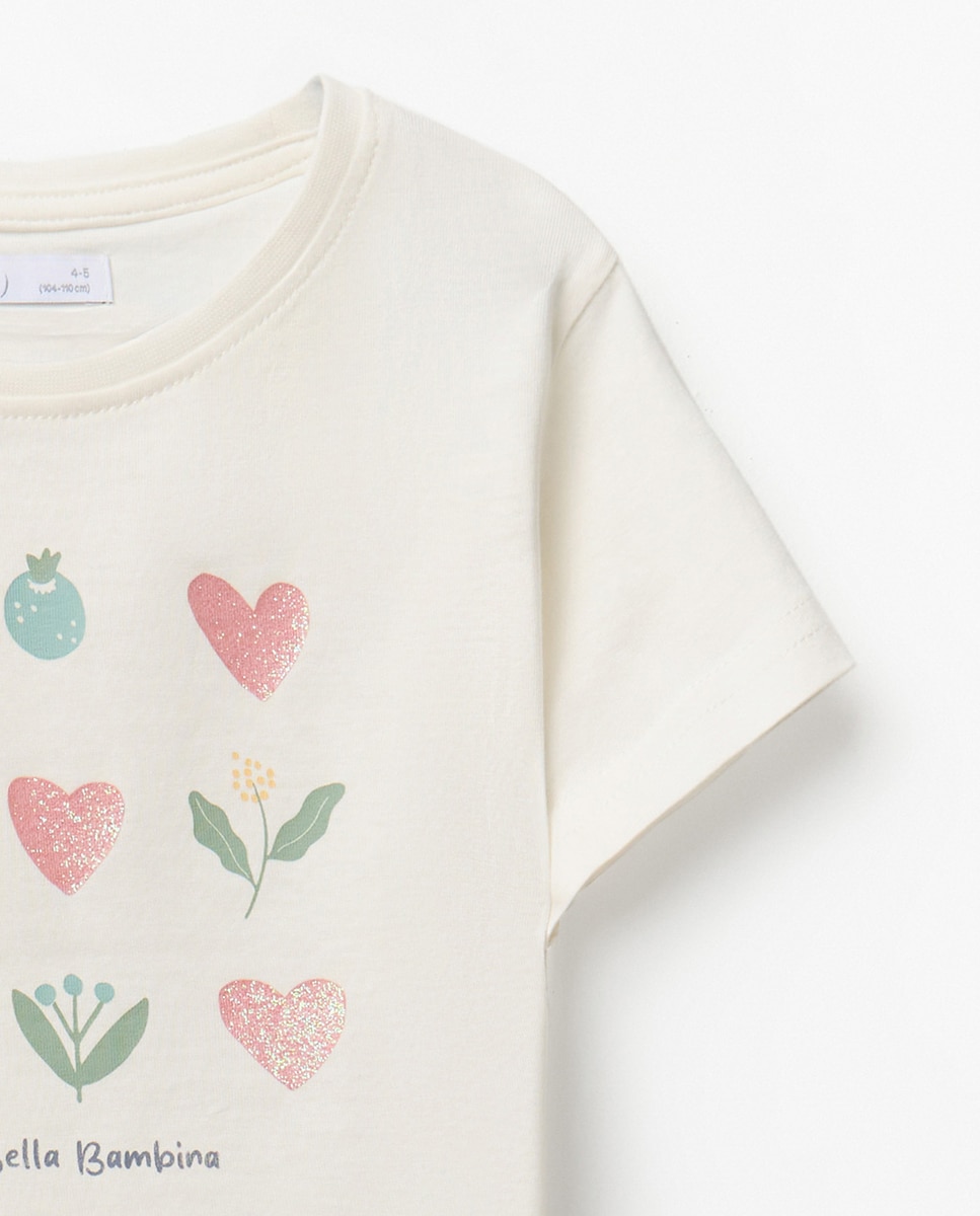 T-shirt com Corações Cru-3