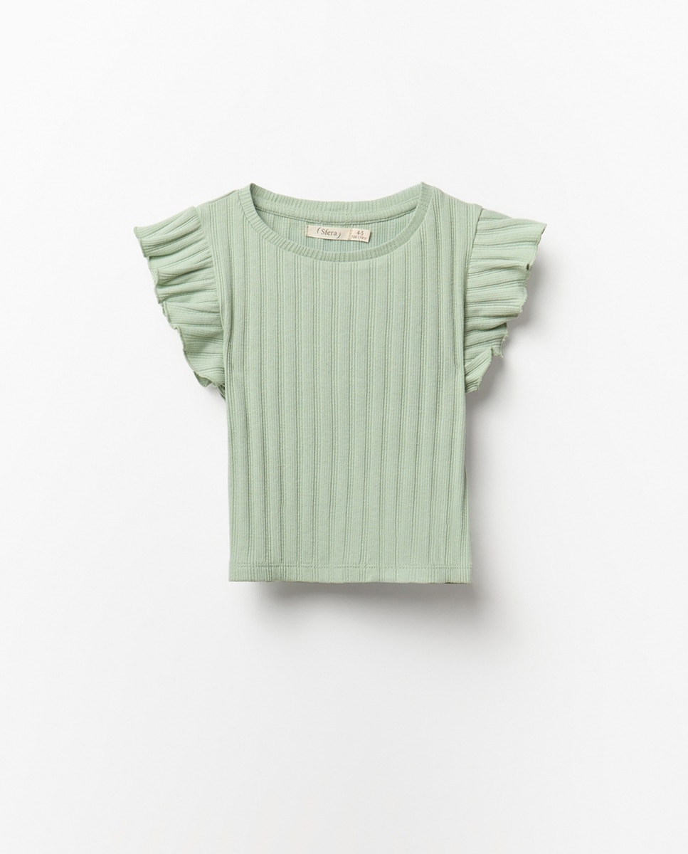 T-shirt com nervuras Verde-1