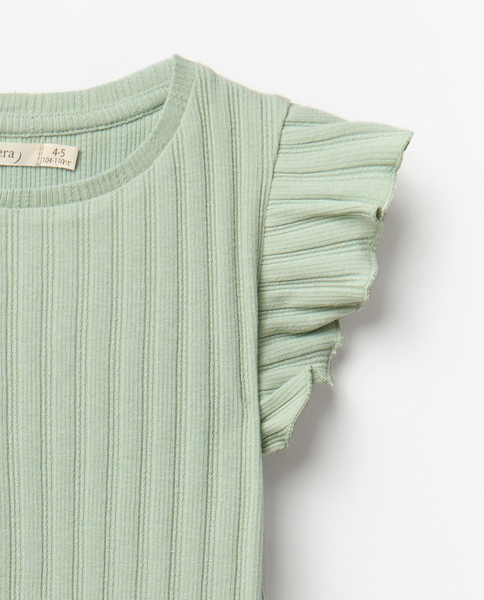 T-shirt com nervuras Verde-2