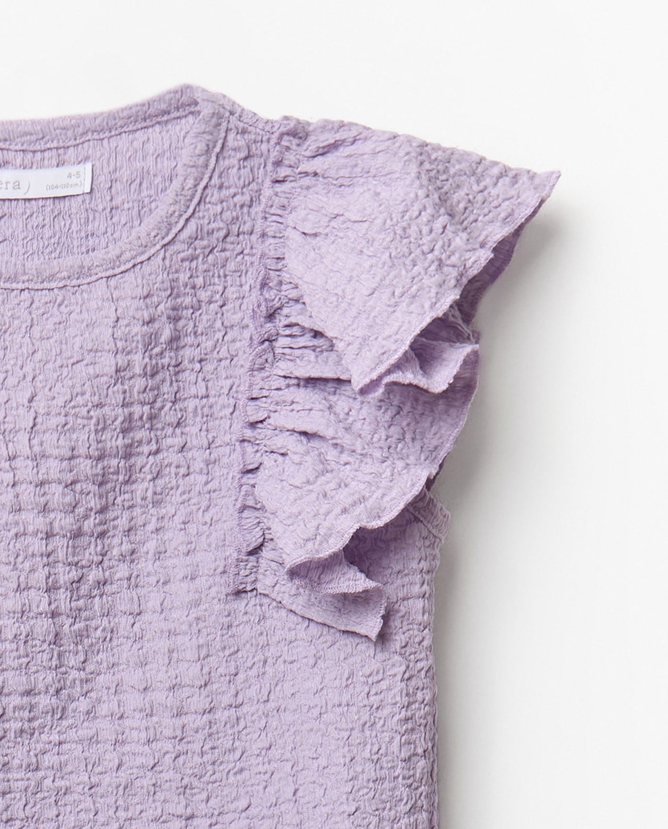 T-shirt com Efeito Enrugado Sfera Lilás-2
