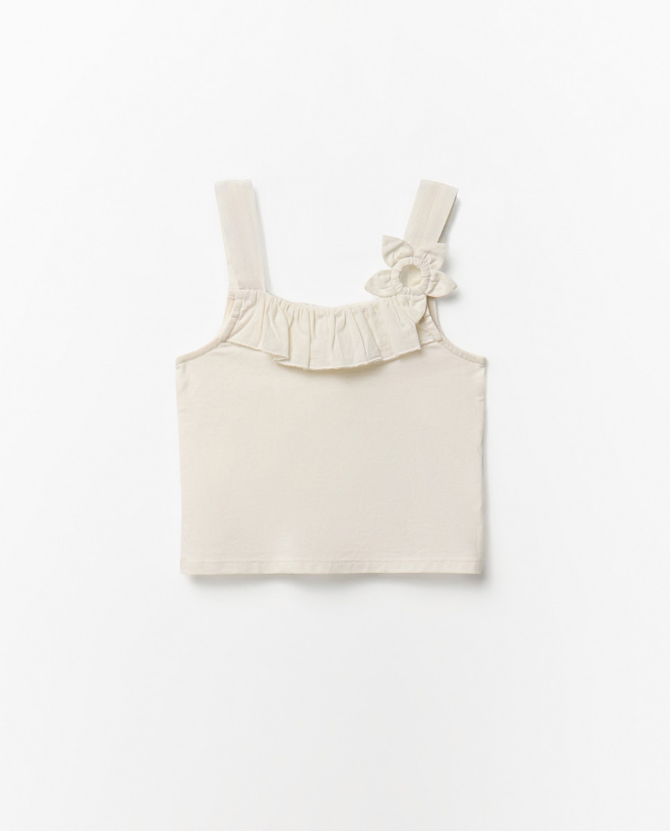 T-shirt com folhos Sfera Cru-4