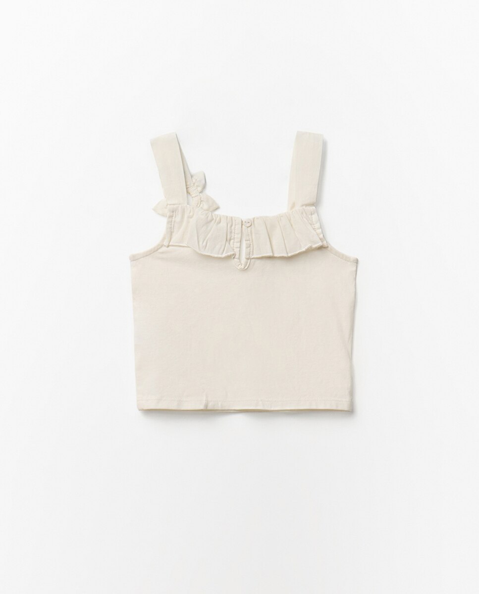 T-shirt com folhos Sfera Cru-7