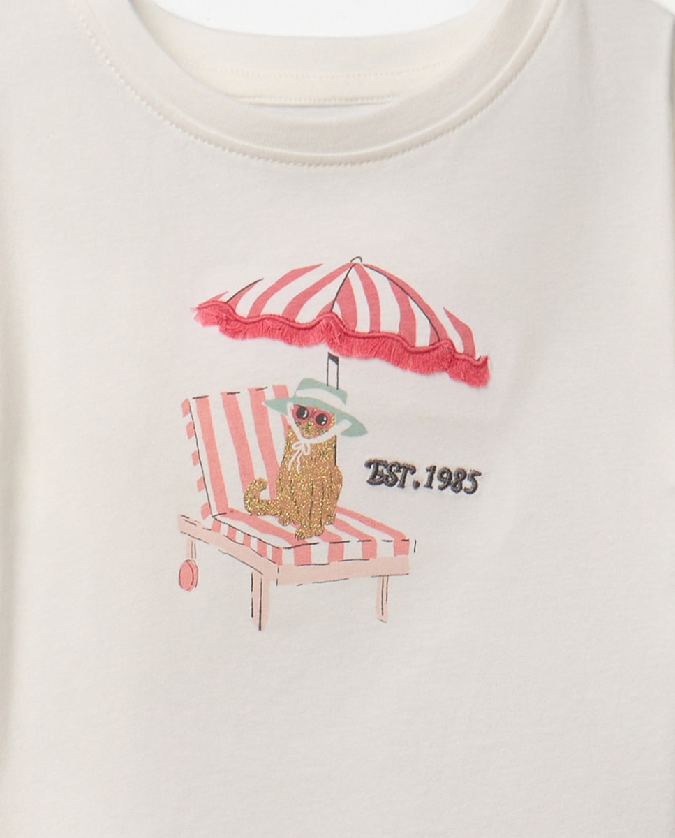 T-shirt com Nó e Gatinha Sfera Cru-2