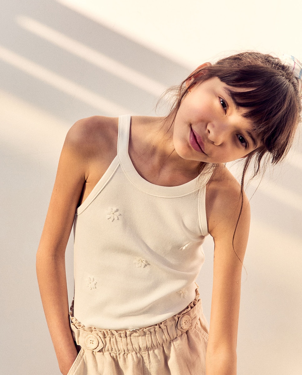 T-shirt Halter Canelado Sfera Branco-2
