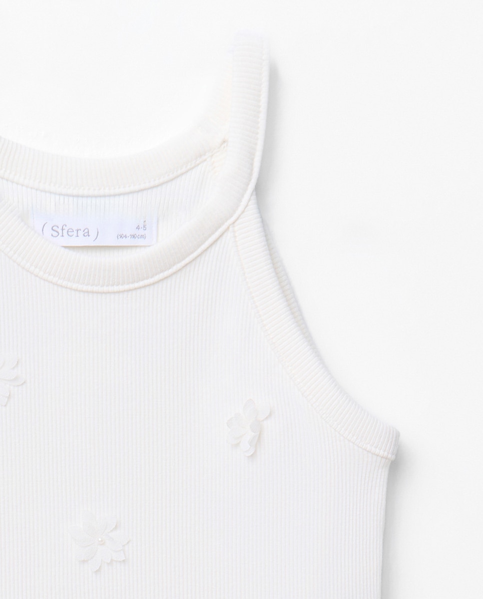 T-shirt Halter Canelado Sfera Branco-4