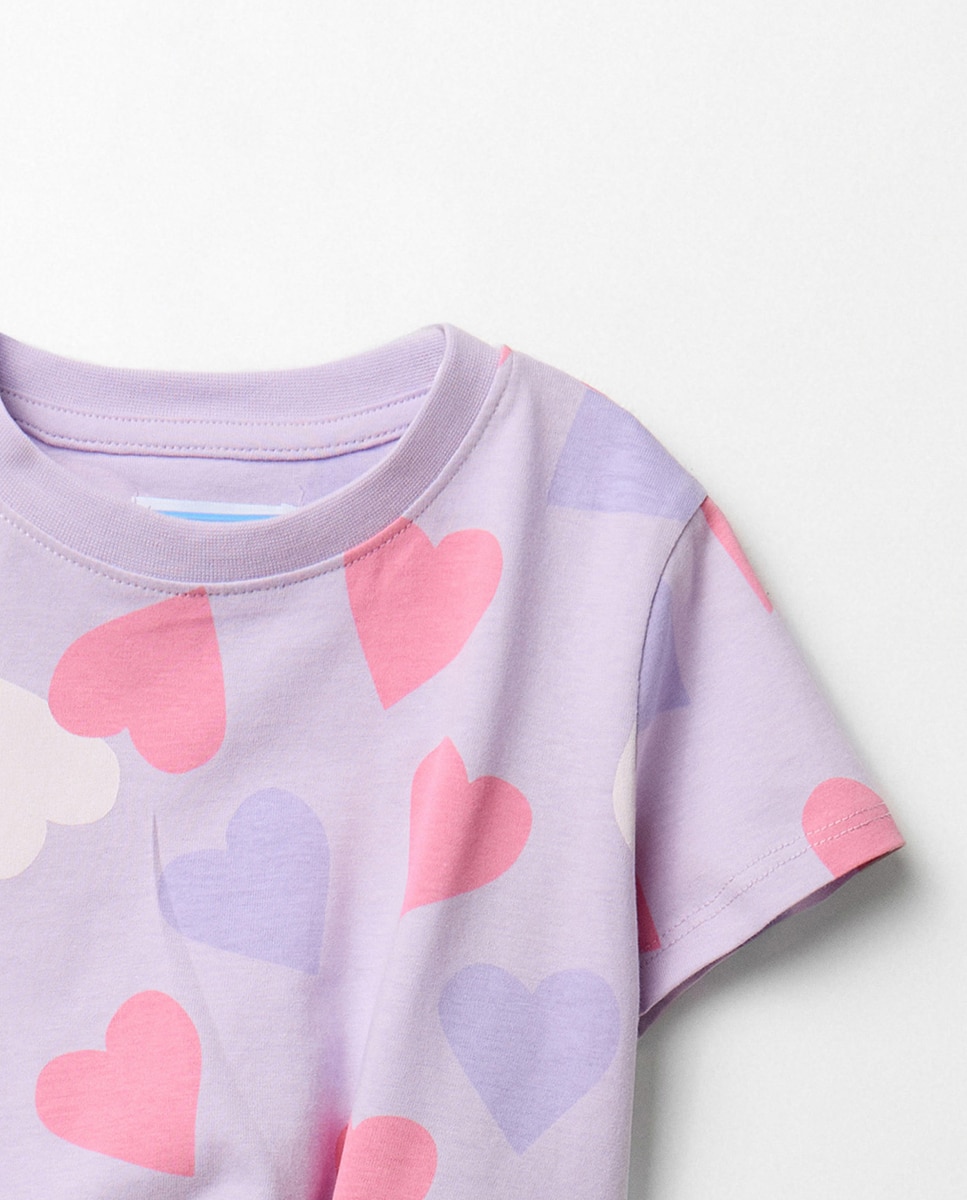 T-shirt com Nó e Corações Sfera Lilás-2