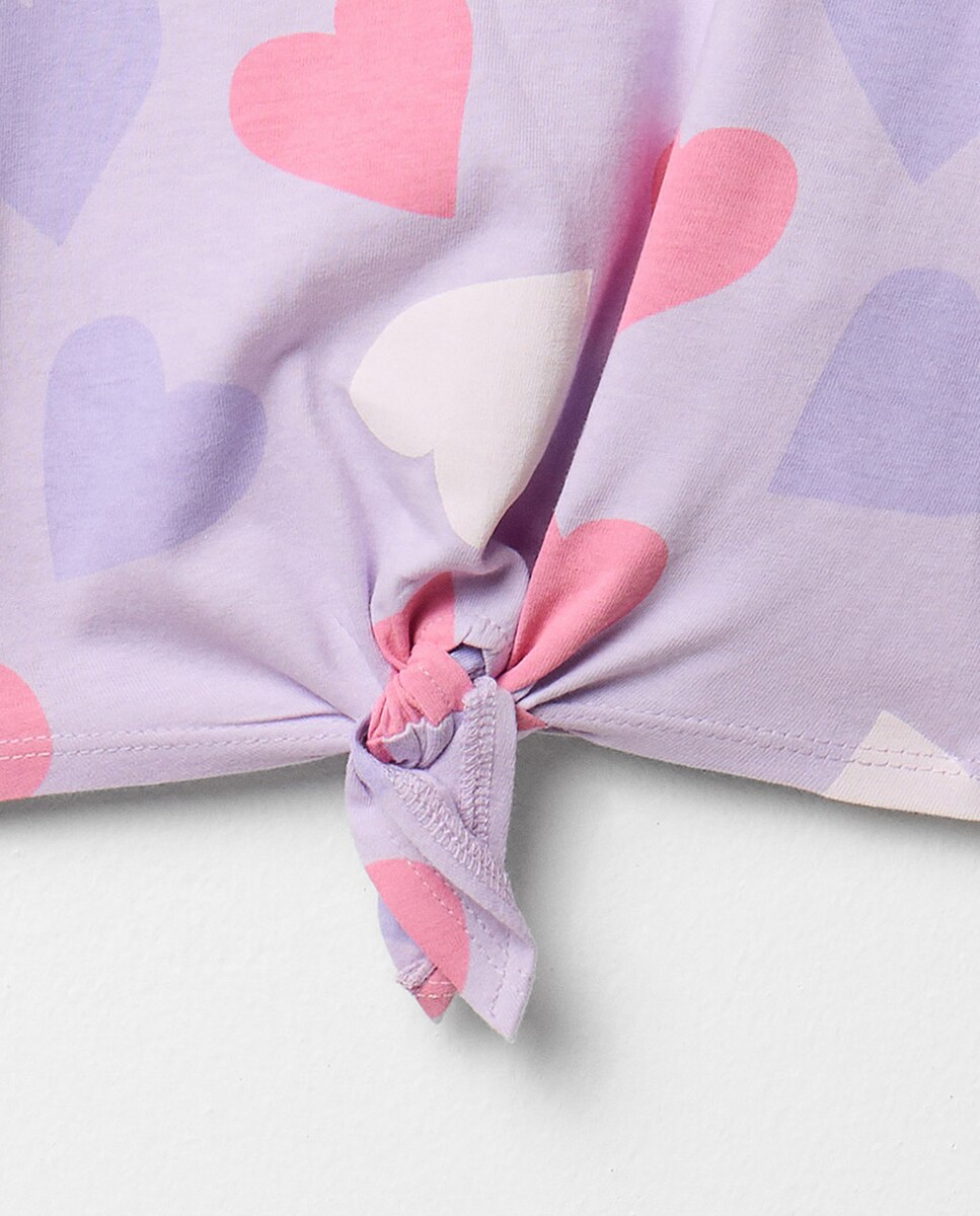 T-shirt com Nó e Corações Sfera Lilás-3
