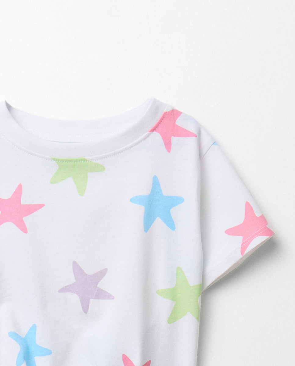 T-shirt com Nó e Estrelas Sfera Branco-2