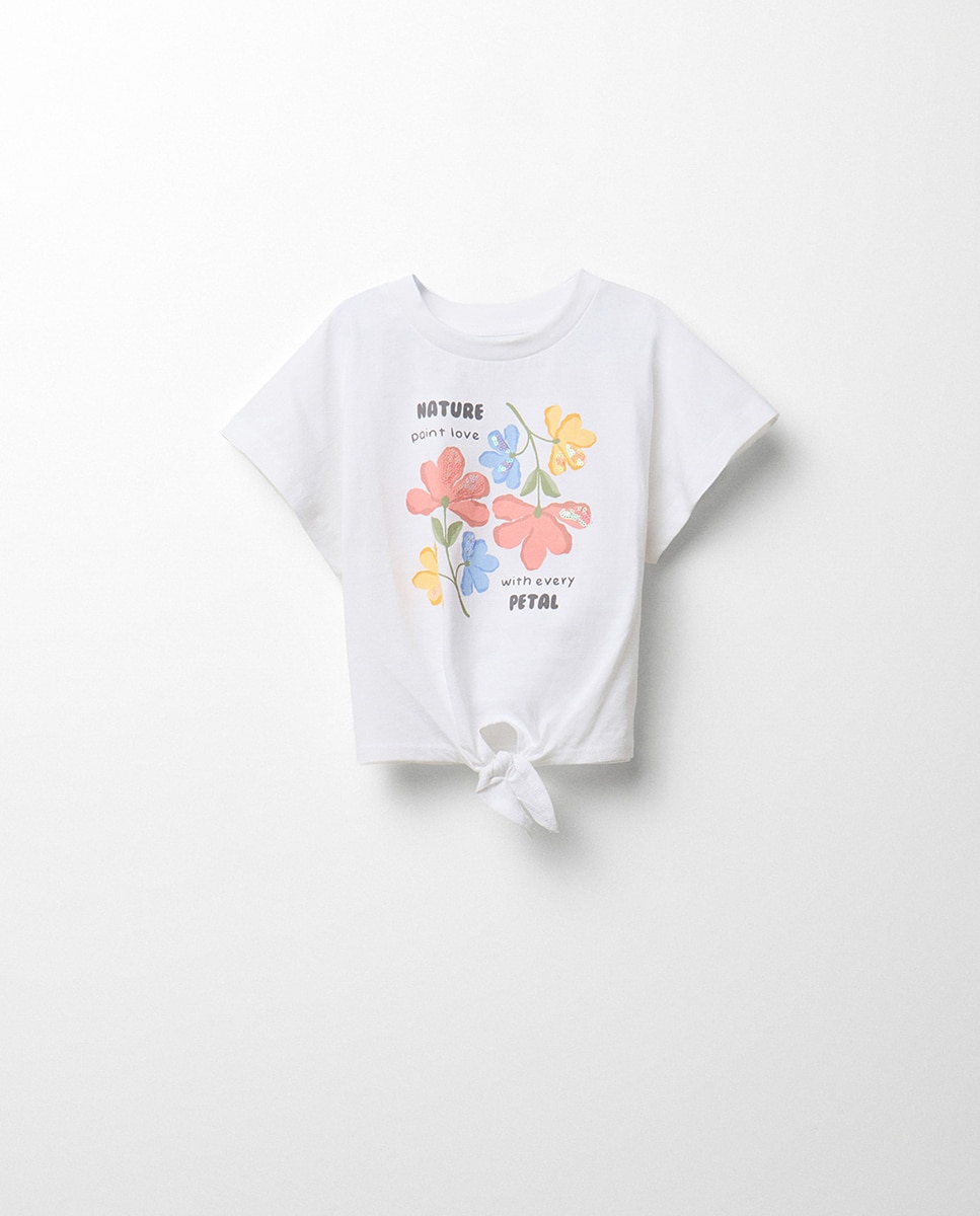Imagem 0 de T-shirt com Nó e Estampado Floral