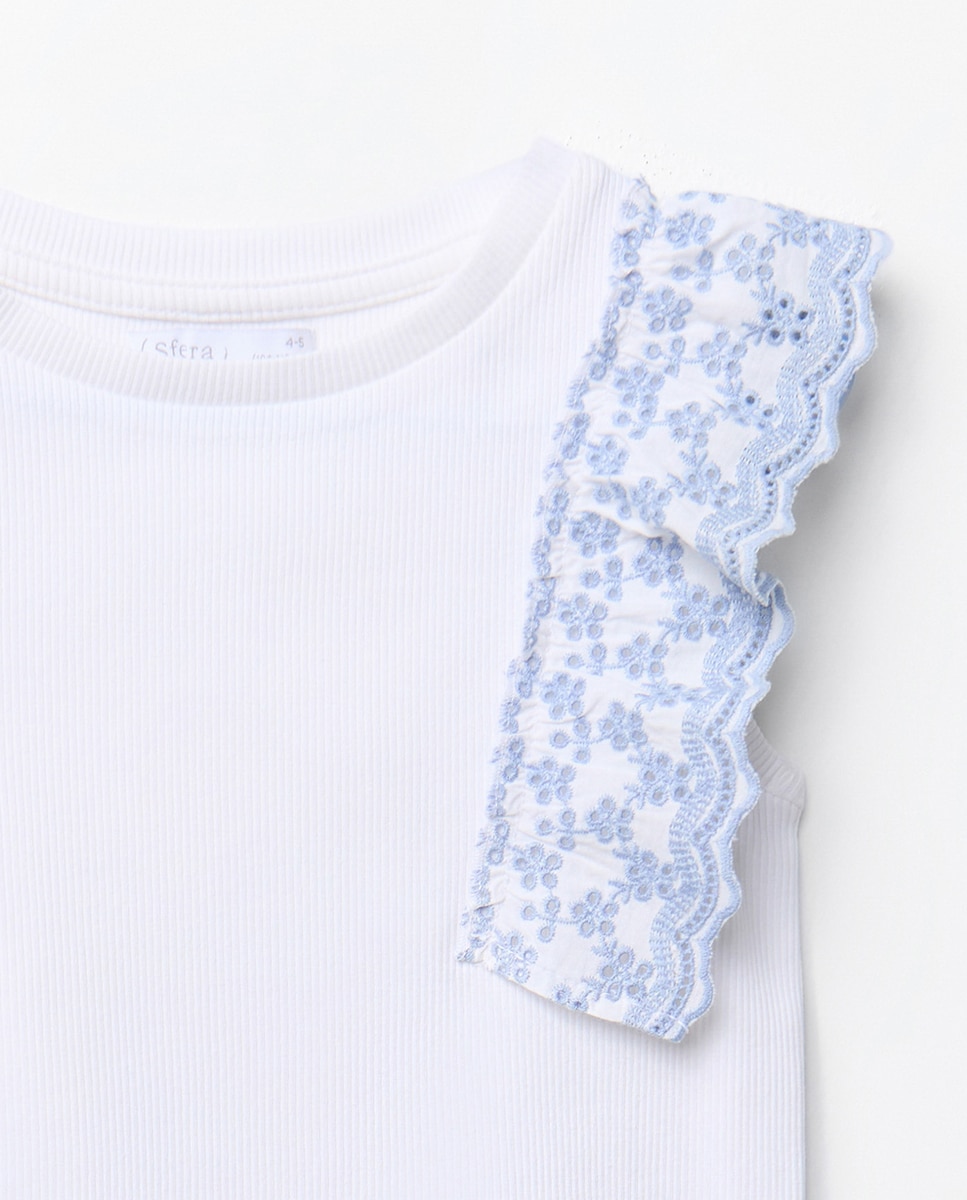 T-shirt com nervuras Sfera Branco-2