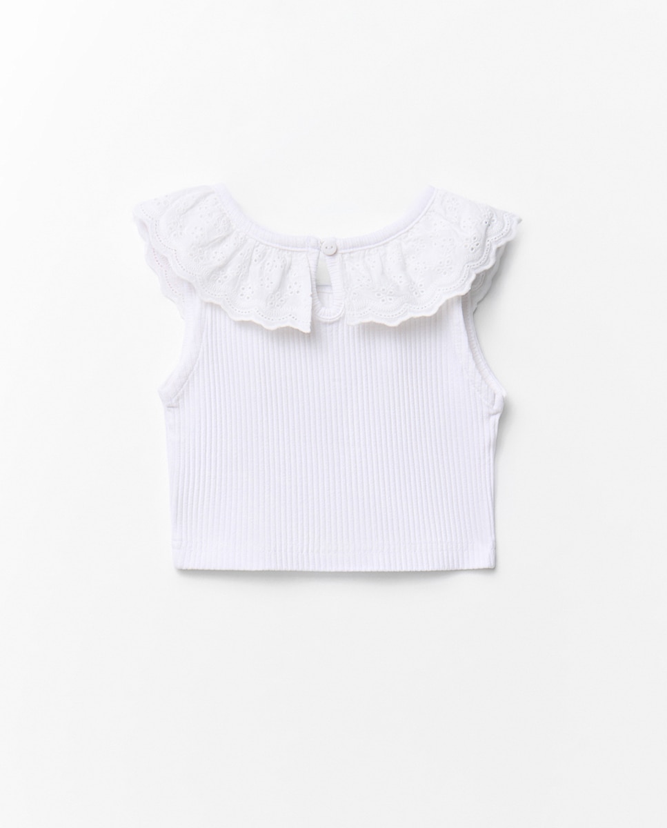 T-shirt com Canelado na Gola Sfera Cru-3