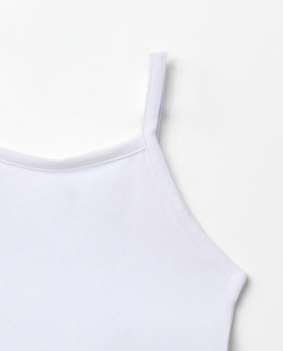 T-shirt Tipo Top de Alças Branco-2