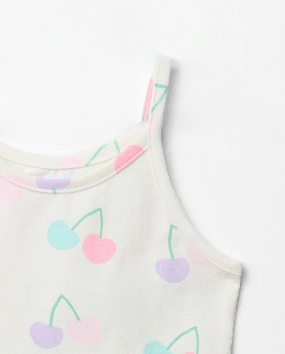 T-shirt Tipo Top com Cerejas Sfera Branco-2