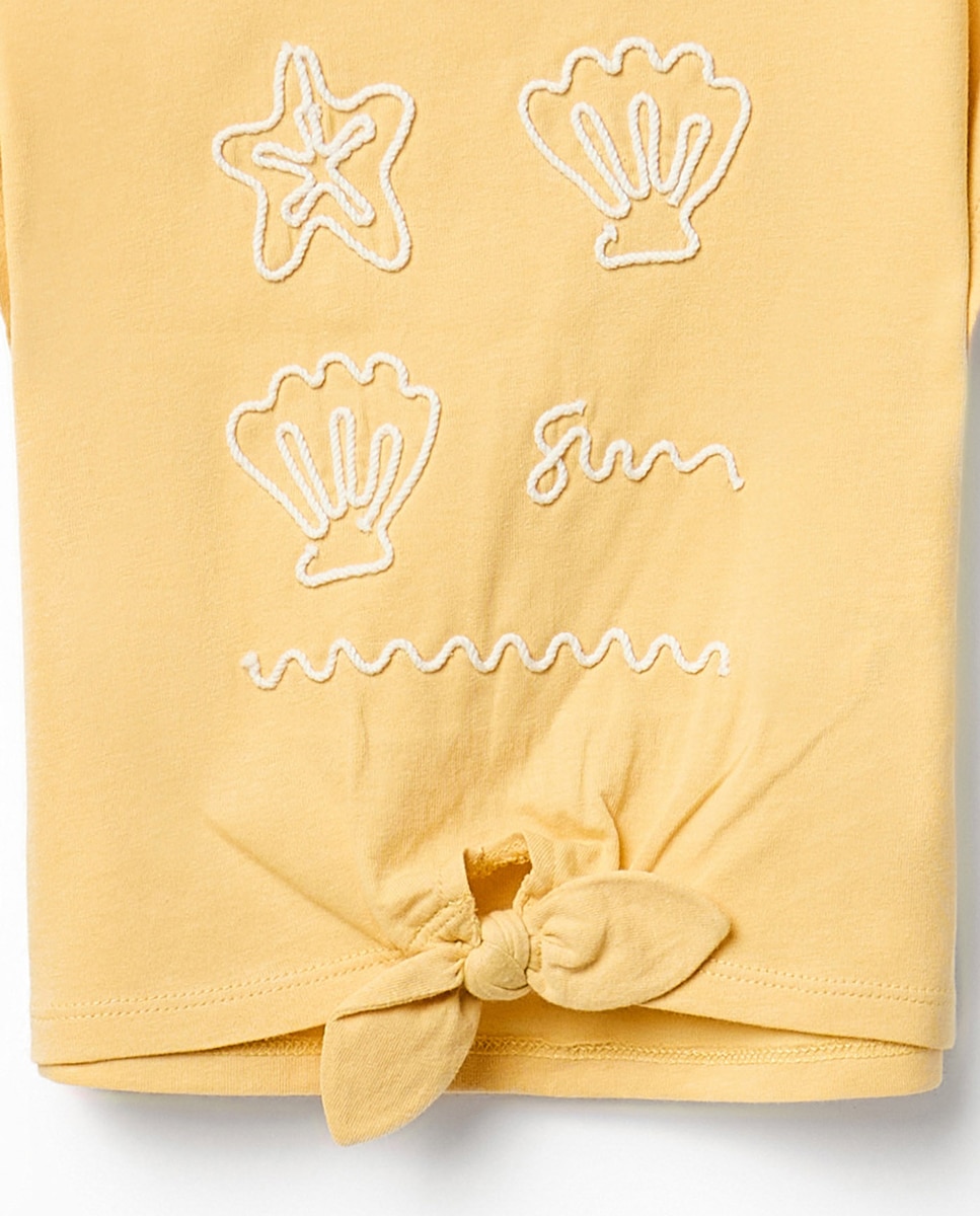 T-shirt com Nó Sfera Amarelo-7