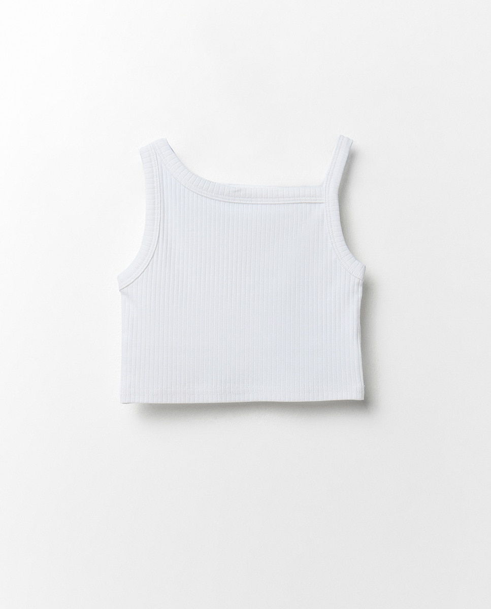 T-shirt Canelada Assimétrica Branco-5
