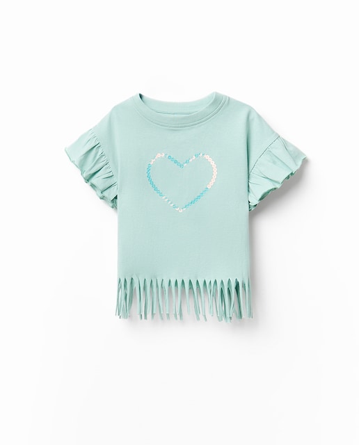 Imagen 0 de Camiseta flecos corazón